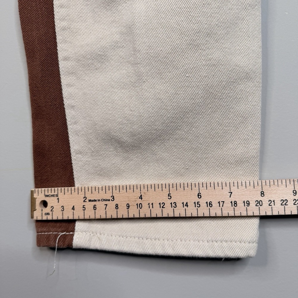Unisex Ultra High Waisted Patched Denim Dad Jean Brown/beige Size 36X28 - Picture 8 of 16